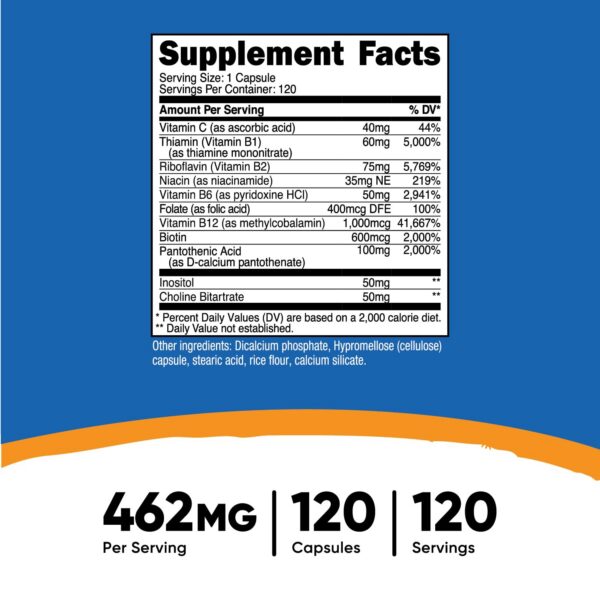 Frasco Nutricost vitamina B complex y vitamina C
