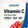 Frasco Nutricost vitamina c con escaramujo 240 cápsulas