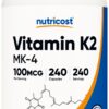Frasco Nutricost Vitamina K2 MK4 240 cápsulas