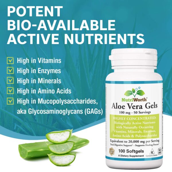 Frasco de NutriWorth aloe vera orgánico 100 cápsulas