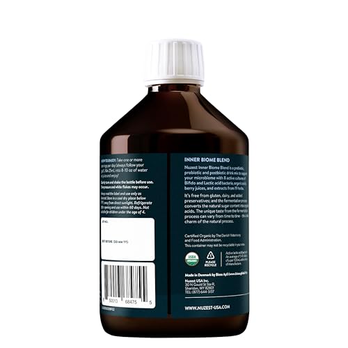Frasco de Nuzest Inner Biome Blend mezcla líquida probióticos