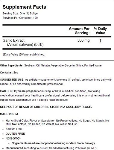 Frasco Olympian Labs ajo sin olor cápsulas blandas 100