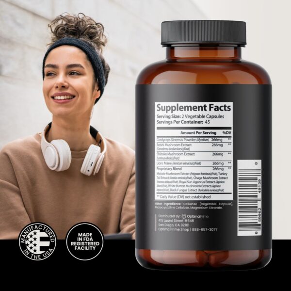 Version 1.0.0 Frasco suplementario Optimal Prime 10 hongos memoria y energía