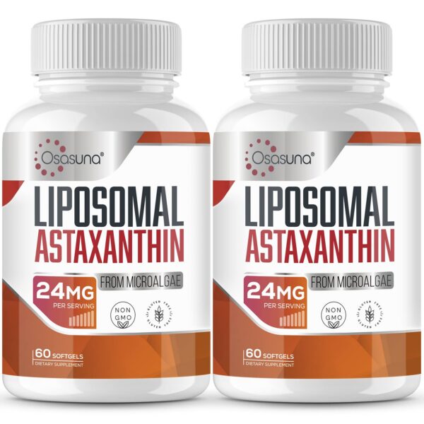 Frasco de Osasuna Liposomal Astaxanthin 24 mg cápsulas blandas