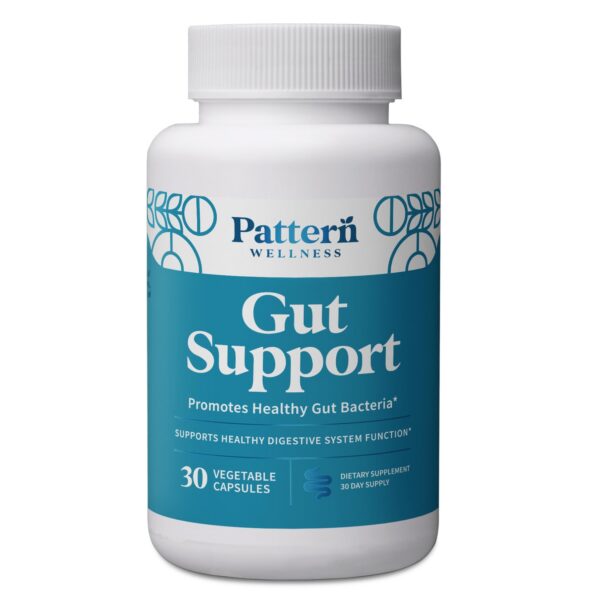 Version 1.0.0 Frasco Pattern Wellness Gut Support suplemento probióticos vegano