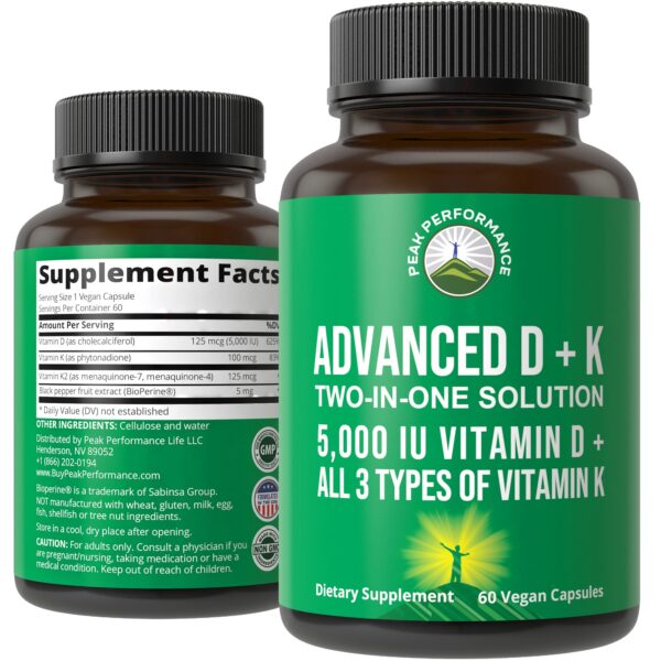 Frasco de Peak Performance Vitamin D 5000 UI