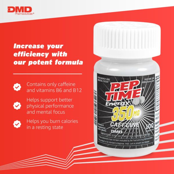 Version 1.0.0 Frasco PEPTIME energía con etiquetas claras, 100 tabletas