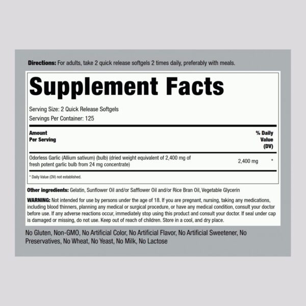 Version 1.0.0 Frasco Piping Rock ajo sin olor alto potencia e extracto