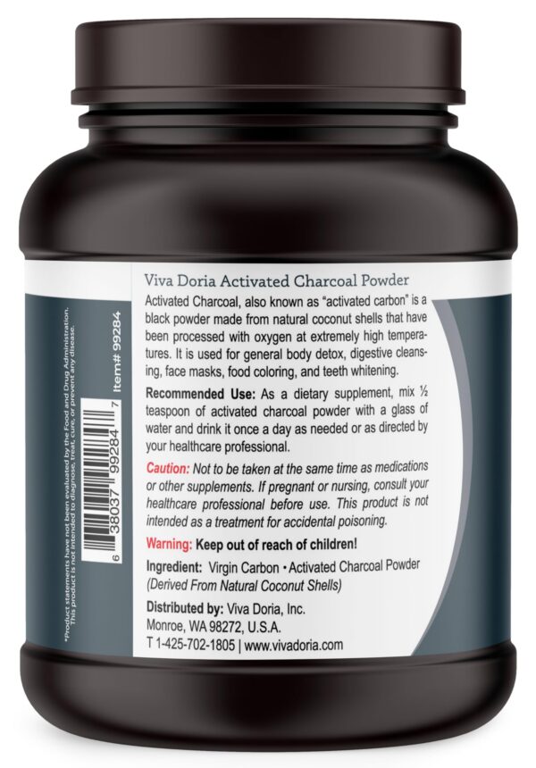 Version 1.0.0 Frasco plástico con tapa rosca Viva Doria carbón activado