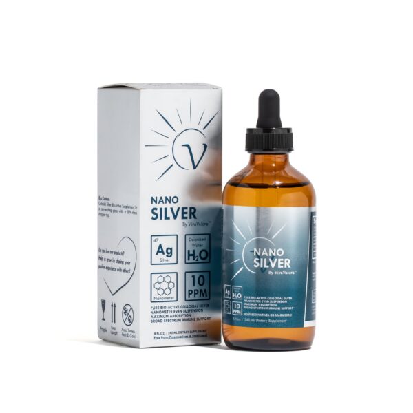 Frasco de plata coloidal 10ppm en vidrio ámbar