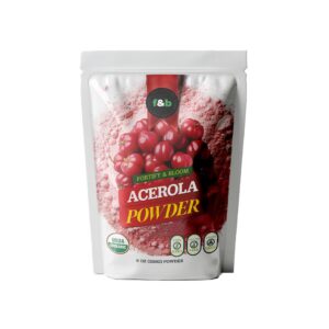Version 1.0.0 Frasco de polvo Acerola Orgánico con etiqueta
