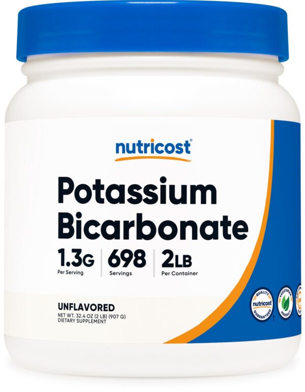 Frasco de polvo bicarbonato de potasio Nutricost 2 lb sin gluten