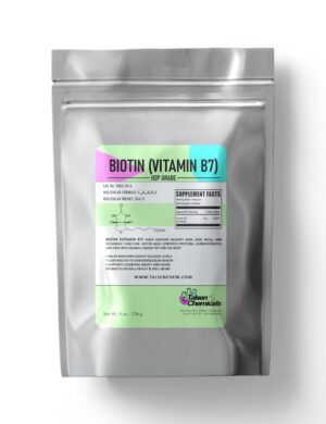 Frasco polvo de biotina vitamina B7 Talsen Chemicals