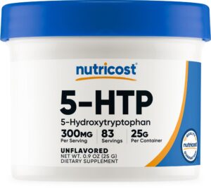Frasco de polvo Nutricost 5-HTP 25 gramos puro