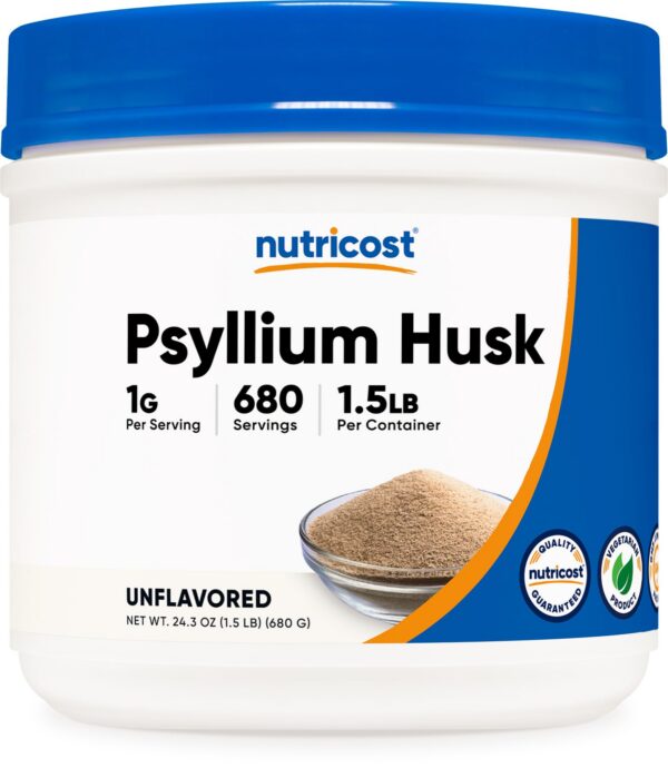 frasco polvo psyllium nutricost 1.5 libras sin gluten