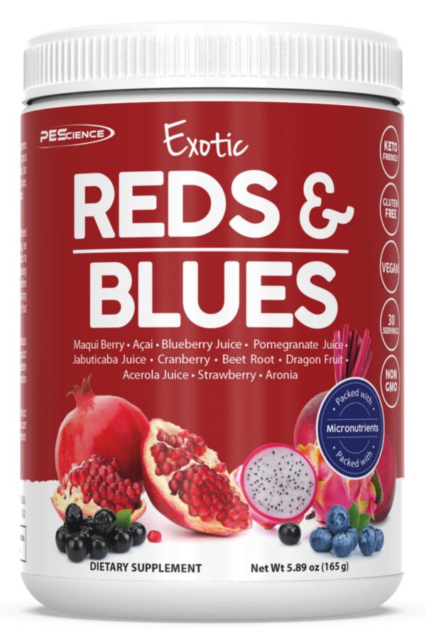Frasco de polvo de superalimentos PEScience Reds & Blues