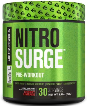 Frasco pre entrenamiento nitrosurge jacked factory 30 porciones