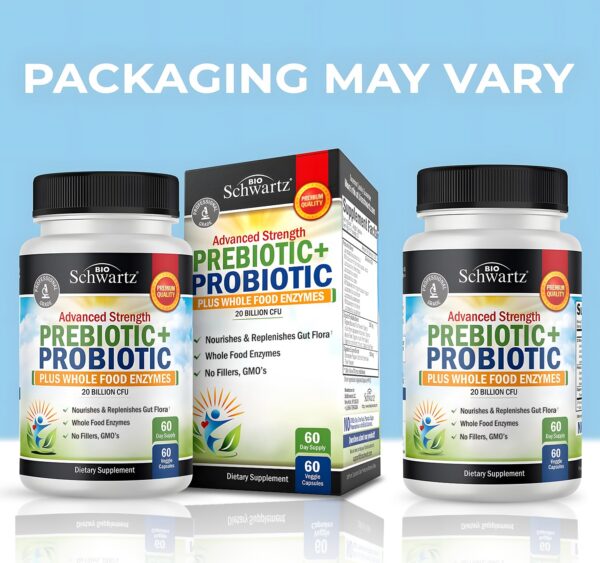 Frasco frontal de prebióticos y probióticos BioSchwartz