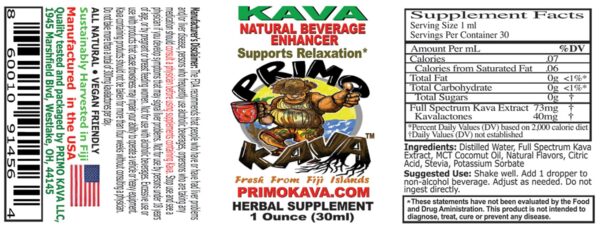 Version 1.0.0 Frasco PRIMO KAVA kava gotas concentrado Fiji 40mg kavalactonas