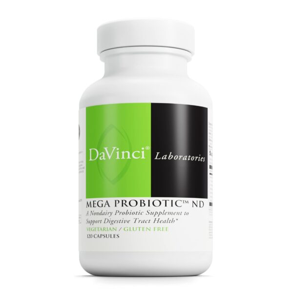 Frasco probiótico DaVinci Labs Mega Probiotic ND 120 cápsulas