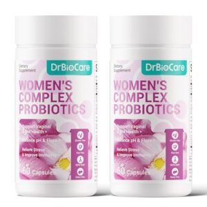 Frasco de probióticos para mujeres DrBioCare con extracto de ashwagandha