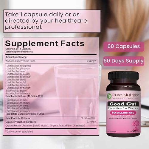 Frasco probióticos Pure Nutrition Good Gut 50 mil millones CFU