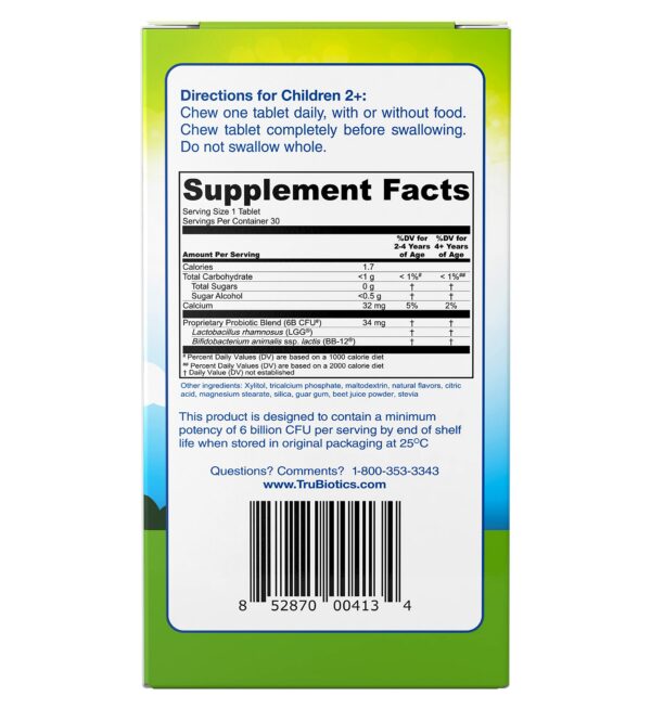 Frasco de probióticos TruBiotics para niños sabor fresa