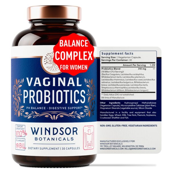 Frasco probióticos vaginales para mujeres Windsor Botanicals
