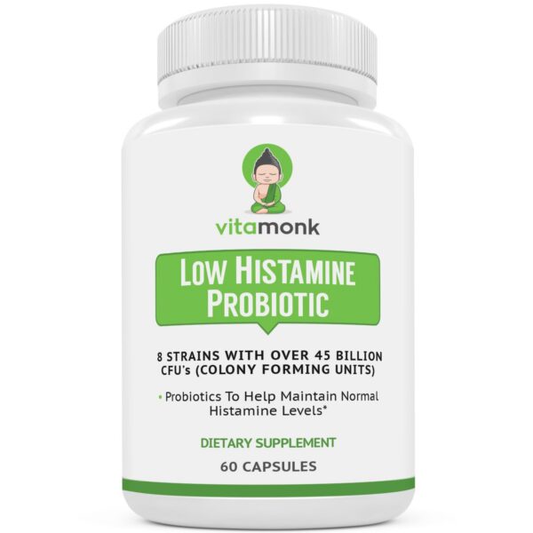 Version 1.0.0 Frasco de probióticos VitaMonk bajo en histamina 60 cápsulas