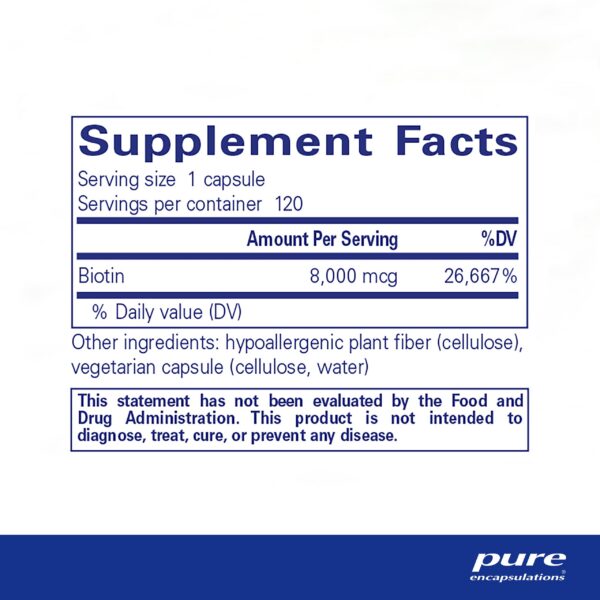 Version 1.0.0 Frasco de Pure Encapsulations biotina 8 mg 120 cápsulas
