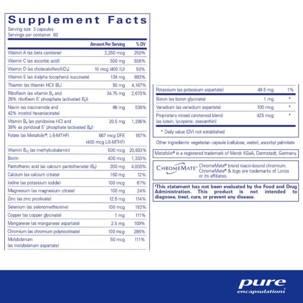 Version 1.0.0 Frasco de Pure Encapsulations Nutrient 950 Sin Hierro