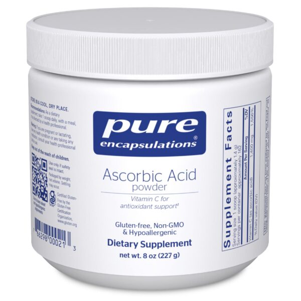 Frasco Pure Encapsulations polvo ácido ascórbico 8 onzas