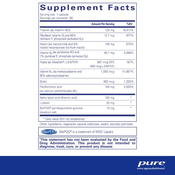 Version 1.0.0 Frasco Pure Encapsulations Ultra B-Complex para salud nerviosa y celular