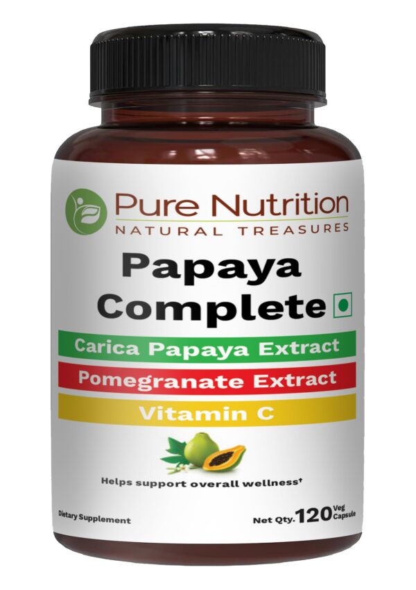 Frasco Pure Nutrition Papaya Completo 120 cápsulas
