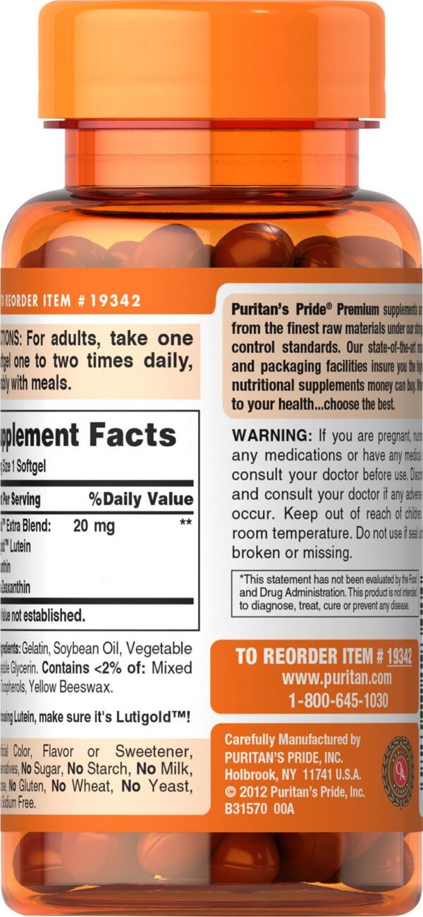 Frasco de Puritan's Pride Healthy Eyes con cápsulas blandas