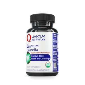 Frasco Quantum Nutrition Labs de chlorella orgánica cápsulas