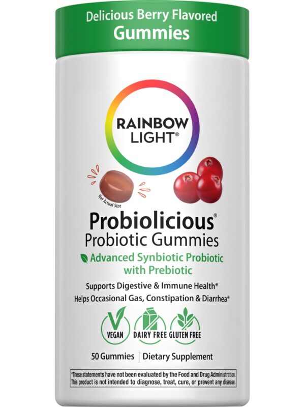 Frasco Rainbow Light Probiolicious gomitas