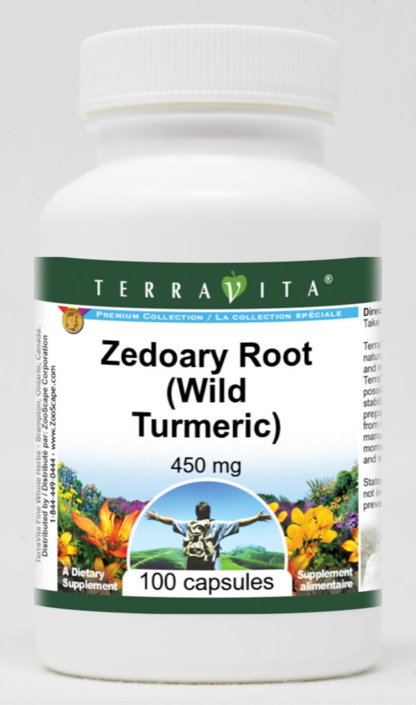 Version 1.0.0 Frasco raíz de zedoaria 450 mg 100 cápsulas TerraVita