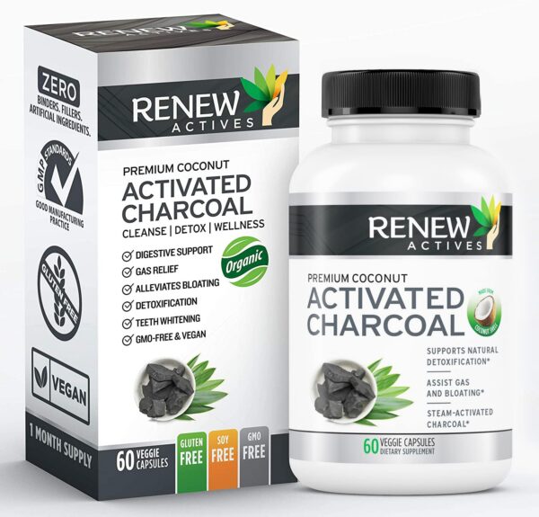 Frasco Renew Actives carbón activado 1100mg 60 cápsulas