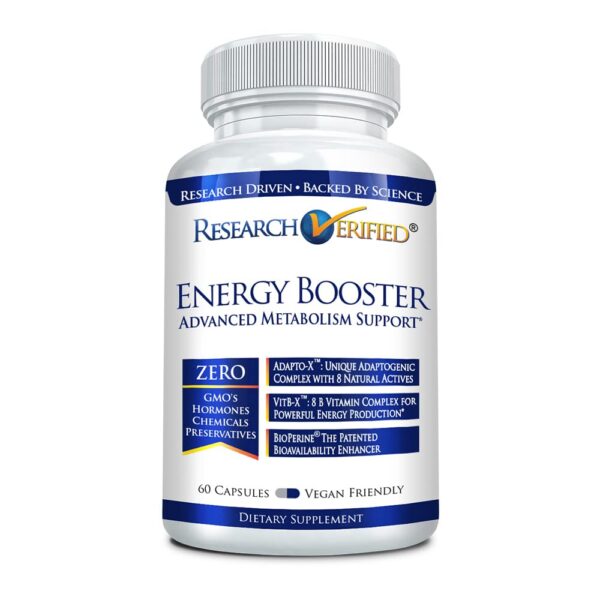 Version 1.0.0 Frasco Research Verified Energy Booster vitaminas B y adaptógenos