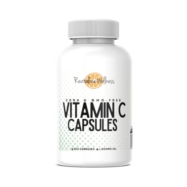 Frasco Revitalize Wellness suplemento Vitamina C 200 cápsulas