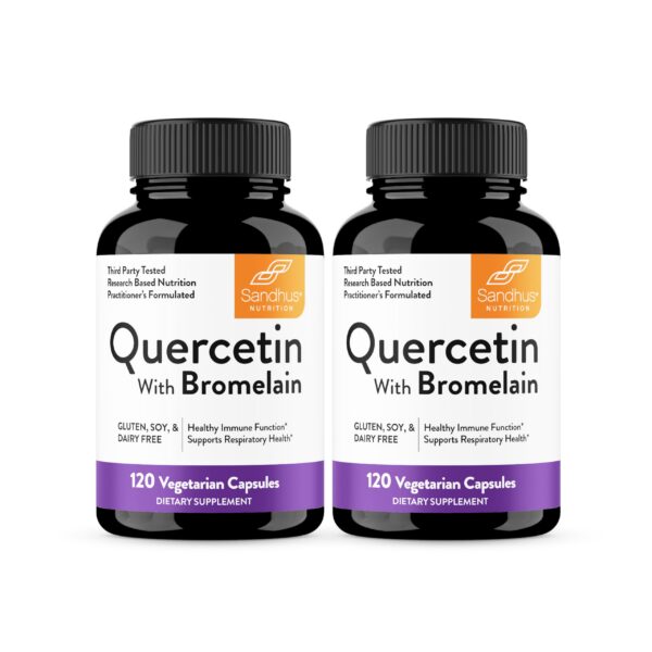 Frasco frontal de Sandhu's Quercetin with Bromelain
