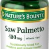 Frasco de Saw Palmetto Nature's Bounty 450 mg para salud masculina