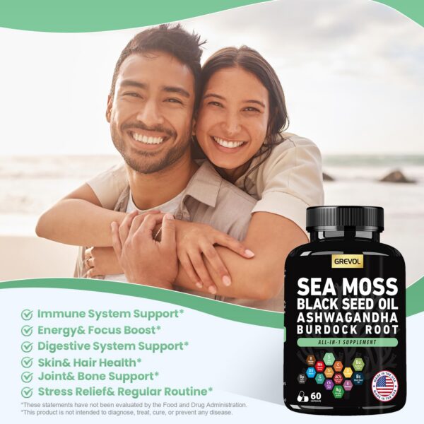 Frasco con etiqueta de Sea Moss Multimineral