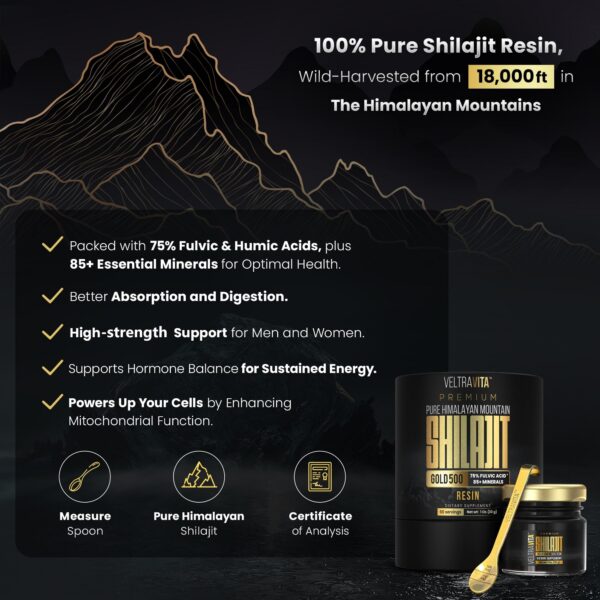 Frasco sellado de Shilajit orgánico sin aditivos ni metales