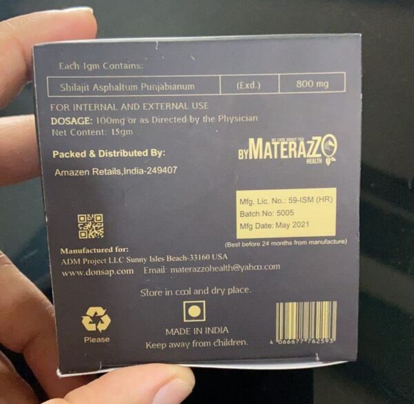 Version 1.0.0 Frasco de Shilajit en estante