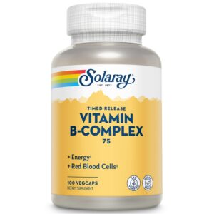 Frasco Solaray Vitamina B-Complejo 75mg 100 cápsulas