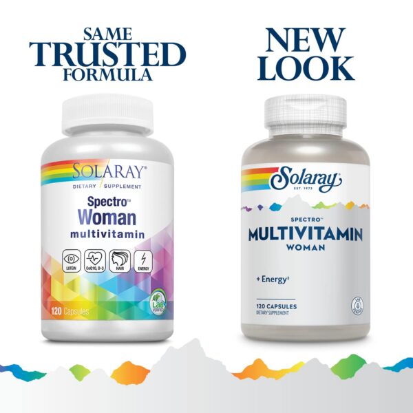 Frasco Solaray Spectro multivitamínico 120 cápsulas salud femenina