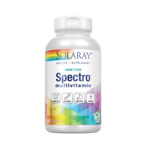Frasco de Solaray Spectro multivitamínico sin hierro 250 cápsulas