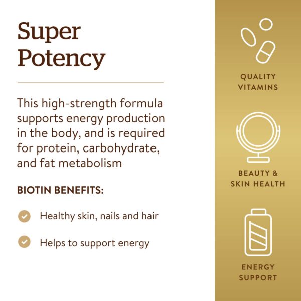 Frasco Solgar Biotina para uñas y piel saludables